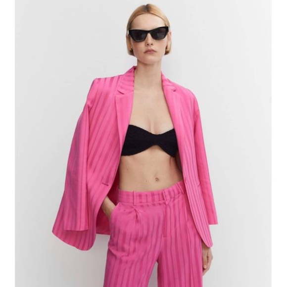 MANGO - Striped Blazer Suit in PINK - Full Set - Picture 1 of 3